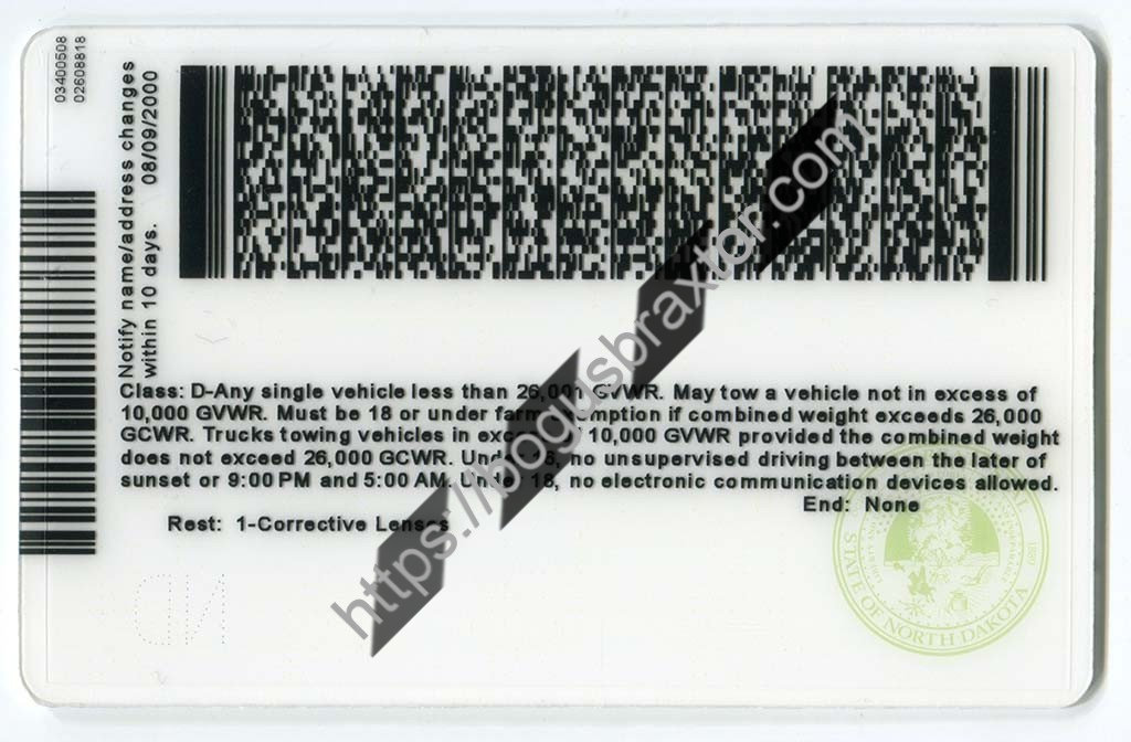 North Dakota Vertical Fake ID Bogusbraxtor