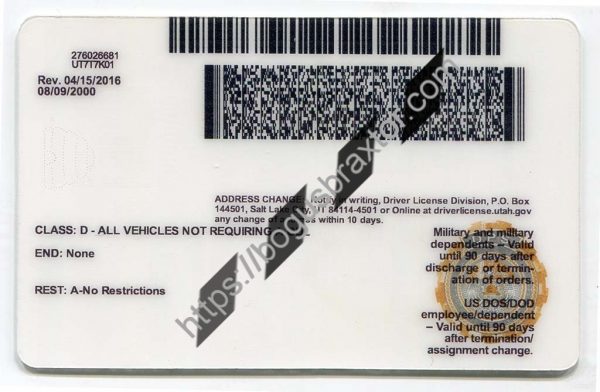 Utah Vertical Fake ID - Bogusbraxtor